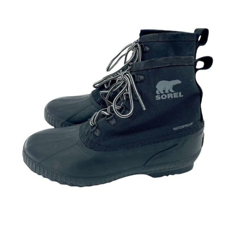 Sorel Men's Cheyanne II Short Nylon Rubber Lace Up Boots Black SZ 10 New